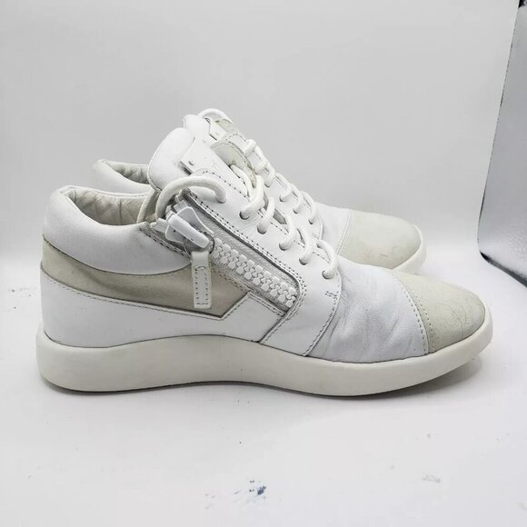 Giuseppe Zanotti Runner Sneakers womens 5.5 White Leather Shoes Made in Italy - Picture 1 of 6